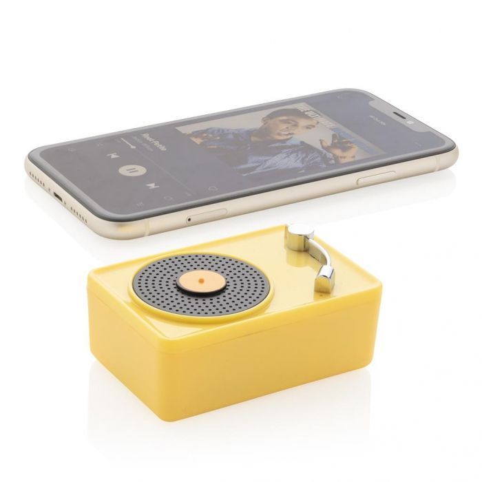 Mini Vintage 3W draadloze speaker, geel - 1