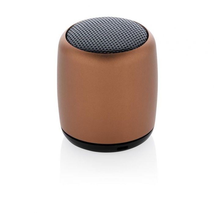 Mini aluminium draadloze speaker, bruin - 1