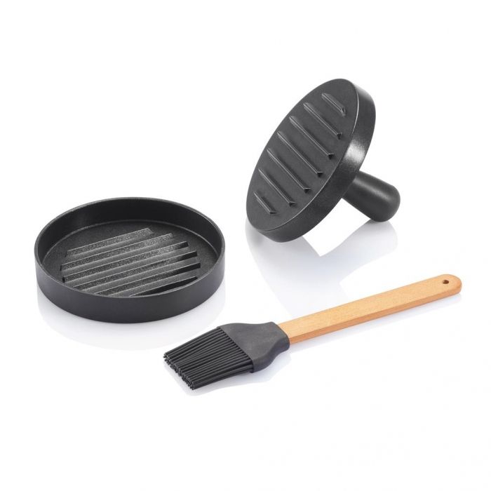 Barbecue set inclusief hamburgerpers, grijs - 1