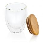Dubbelwandige borosilicaat glas met bamboe deksel 250ml, tra - 3