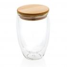 Dubbelwandig borosilicaatglas met bamboe deksel 250ml set, t - 1