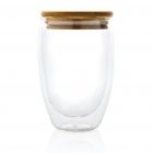 Dubbelwandig borosilicaatglas met bamboe deksel 250ml set, t - 2