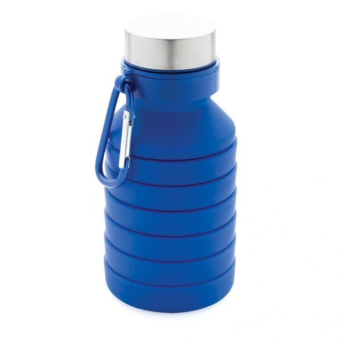 Lekvrije opvouwbare siliconen fles met schroefdop, blauw - 1