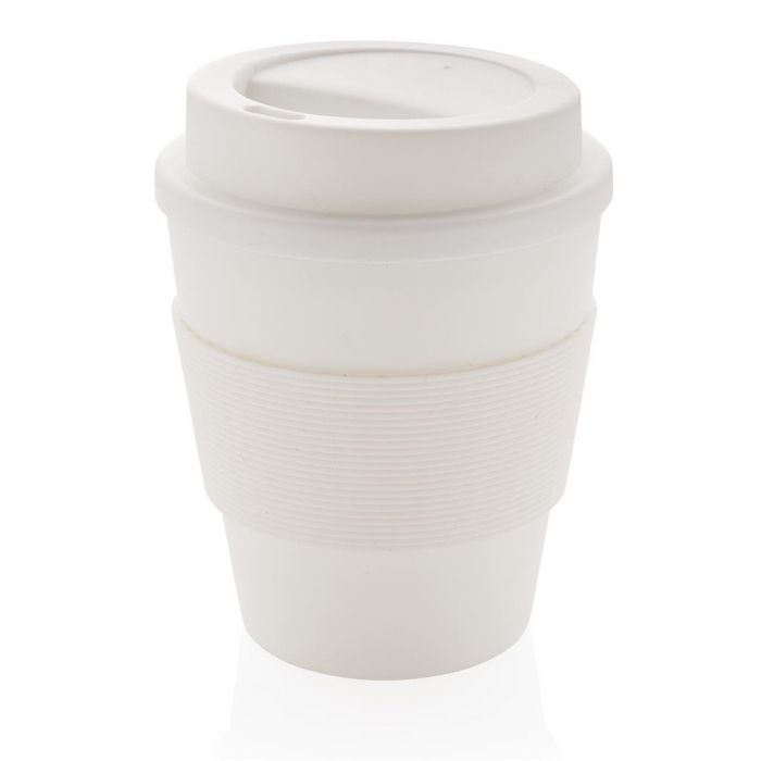 Herbruikbare koffiebeker met schroefdop 350ml, wit - 1