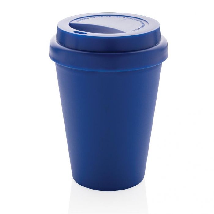 Herbruikbare dubbelwandige koffiebeker 300ml, blauw - 1