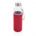 Glazen fles met neopreen hoes, rood