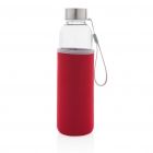 Glazen fles met neopreen hoes, rood - 2