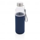 Glazen fles met neopreen hoes, blauw