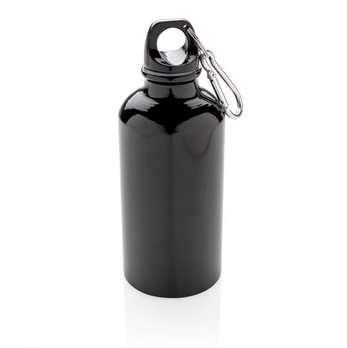 Aluminum sportfles met karabijnhaak, zwart - 1