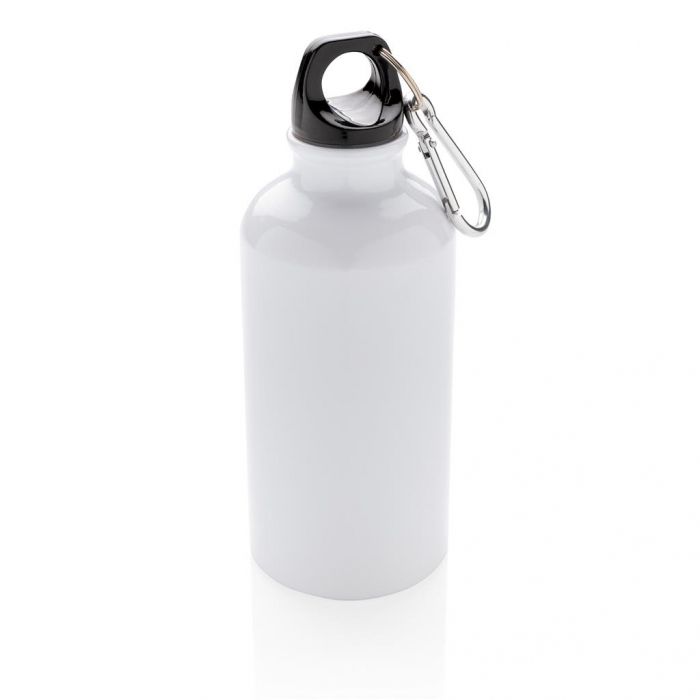Aluminum sportfles met karabijnhaak, wit - 1