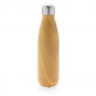 Vacuüm roestvrijstalen fles met houtdessin, geel - 1