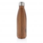 Vacuüm roestvrijstalen fles met houtdessin, bruin - 3