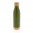 Vacuüm roestvrijstalen fles met bamboe deksel en bodem, wit - 4