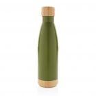 Vacuüm roestvrijstalen fles met bamboe deksel en bodem, groe - 2
