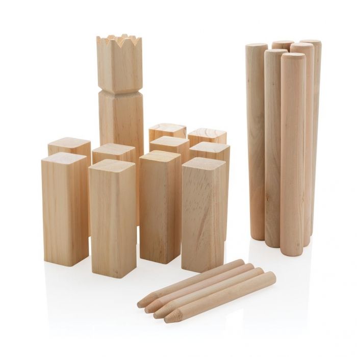 Houten kubb set, bruin - 1