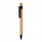 Bamboe pen met tarwestro clip, zwart - 1