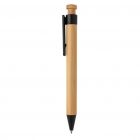 Bamboe pen met tarwestro clip, zwart - 2