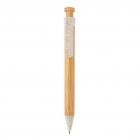 Bamboe pen met tarwestro clip, wit - 2