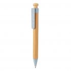 Bamboe pen met tarwestro clip, blauw - 1