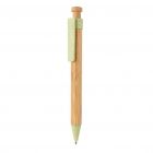 Bamboe pen met tarwestro clip, groen