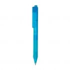 X9 frosted pen met siliconen grip, blauw