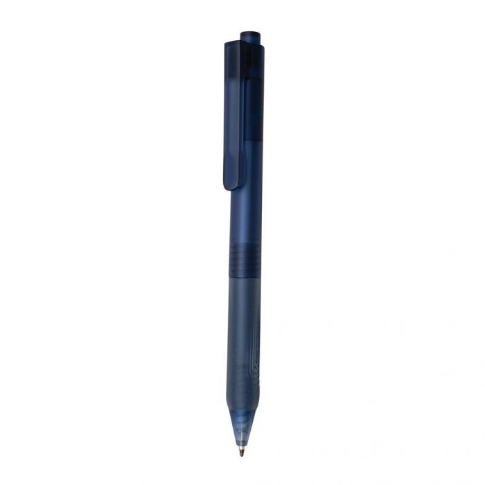 X9 frosted pen met siliconen grip, donkerblauw - 1