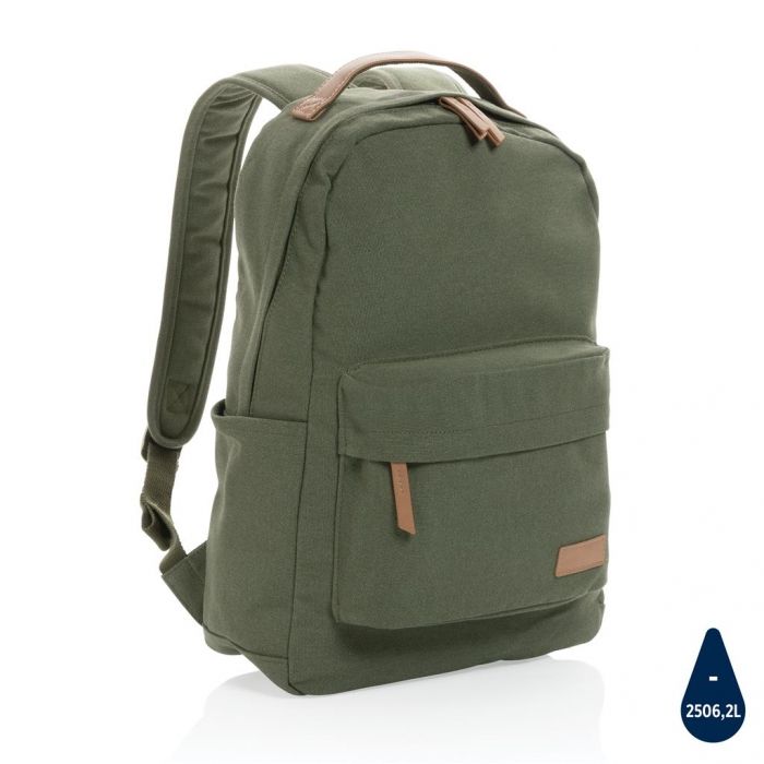 Impact AWARE™ 16 oz. recycled canvas laptop rugzak, groen - 1