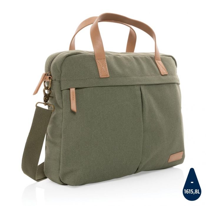 Impact AWARE™ 16 oz. recycled canvas laptoptas, groen - 1