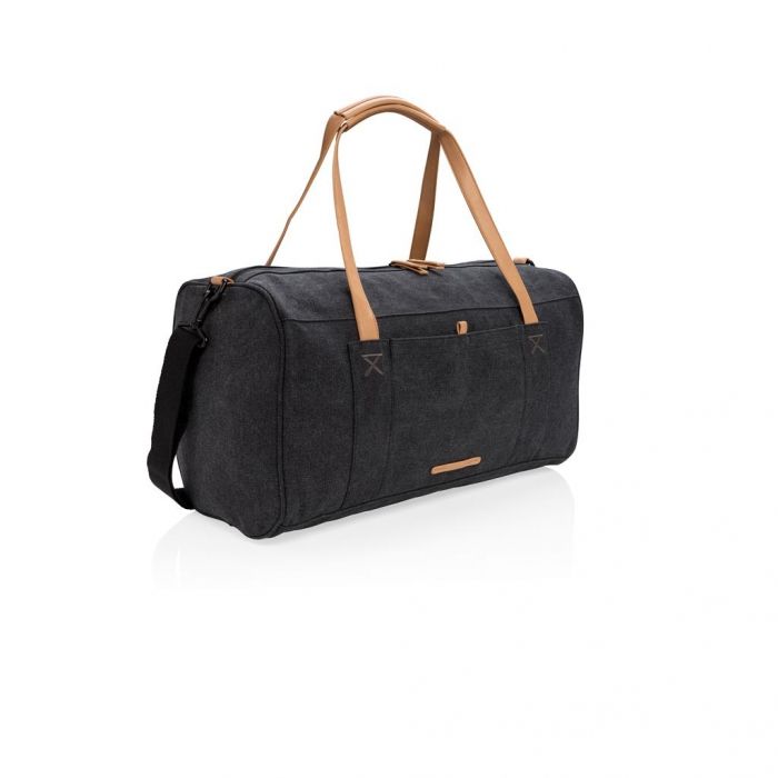 Canvas reis/weekendtas PVC vrij, zwart - 1