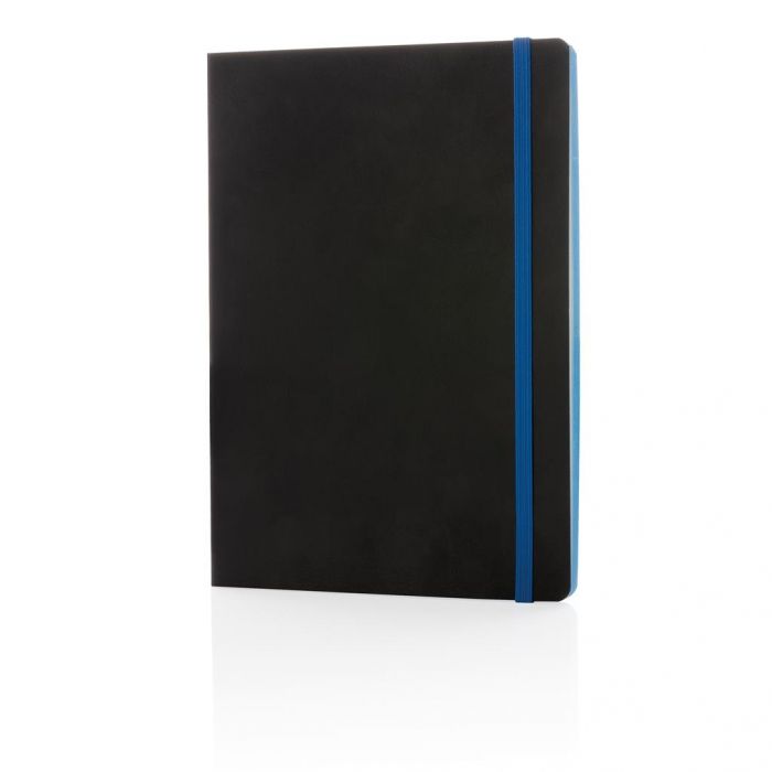 Luxe A5 softcover notitieboek met gekleurde rand, blauw - 1