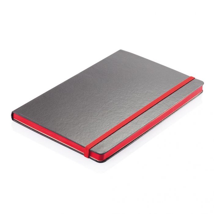 Deluxe hardcover A5 notitieboek met gekleurde zijde, rood - 1