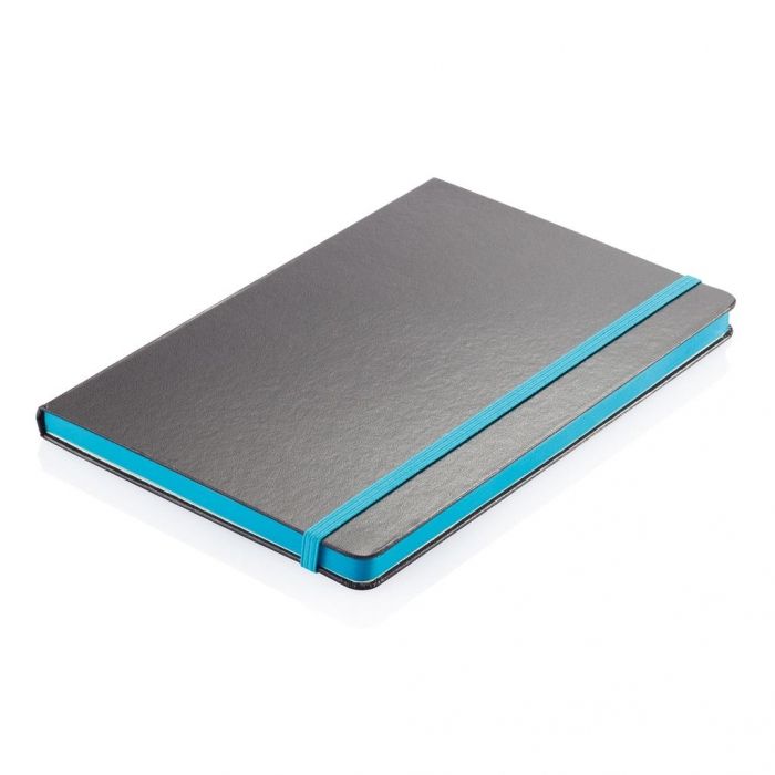 Deluxe hardcover A5 notitieboek met gekleurde zijde, blauw - 1