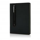 Standaard hardcover PU A5 notitieboek met stylus pen, zwart