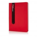 Standaard hardcover PU A5 notitieboek met stylus pen, rood - 1