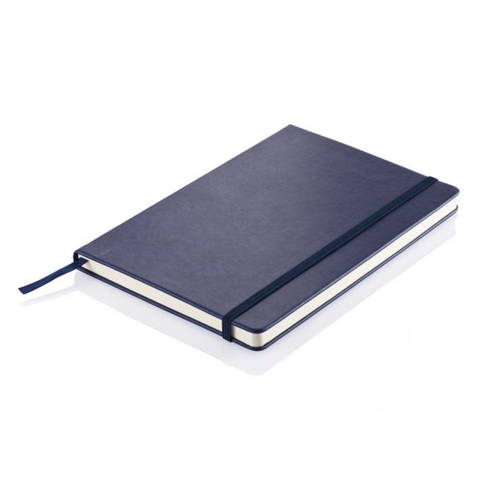 Deluxe hardcover PU A5 notitieboek, donkerblauw - 1