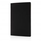 Softcover PU notitieboek met gekleurde accent rand, zwart