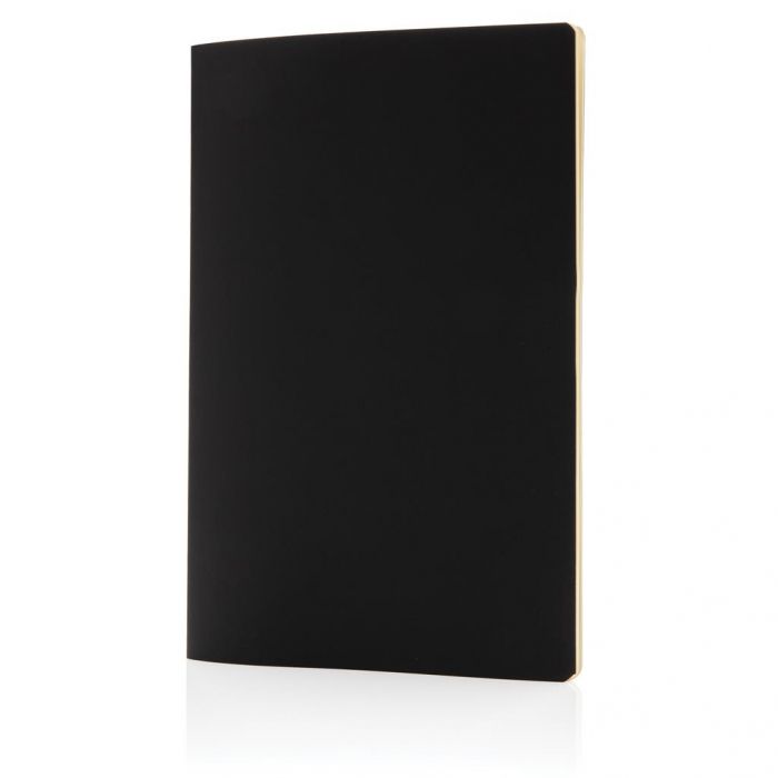 Softcover PU notitieboek met gekleurde accent rand, wit - 1