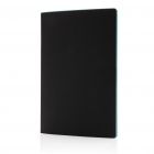 Softcover PU notitieboek met gekleurde accent rand, blauw