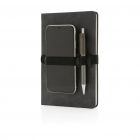 Deluxe hardcover PU A5 notitieboek met telefoon-/penhouder, - 2