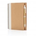 Kraft spiraal notitieboekje met pen, wit