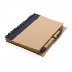 Kraft spiraal notitieboekje met pen, blauw - 2