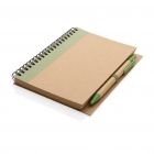 Kraft spiraal notitieboekje met pen, groen - 2