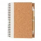 Kurk spiraal notitieboek met pen, wit - 3
