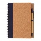 Kurk spiraal notitieboek met pen, blauw - 3
