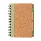 Kurk spiraal notitieboek met pen, groen - 3