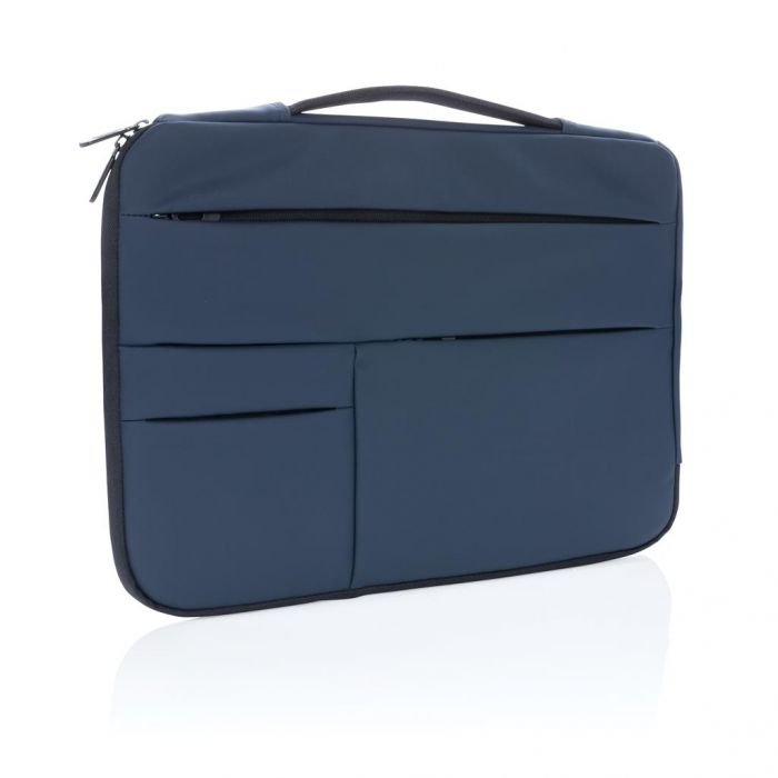 Smooth PU 15.6" laptop sleeve met handvat PVC-vrij, donkerbl - 1