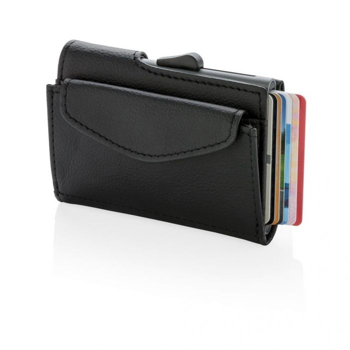 C-Secure RFID kaarthouder & portemonnee met muntvakje, zwart - 1