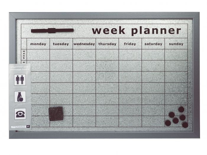 Memo board / Week planner alu & wood silver - 1
