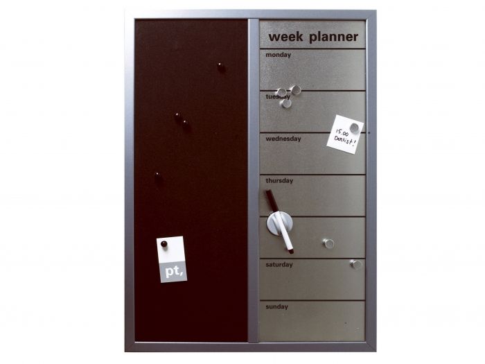 Week planner alu and silver wood large - 1