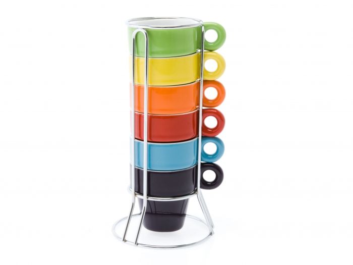 Ristretto set Rainbow ceramic incl. stand - 1